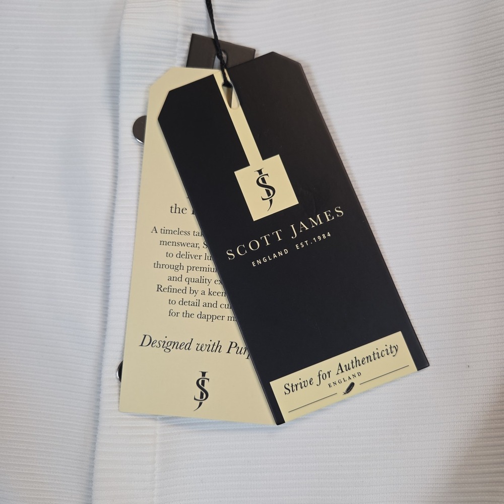 NWT Scott James Knit Shirt Mens Small Snap Front Polo White Short Sleeve Casual - Picture 3 of 11